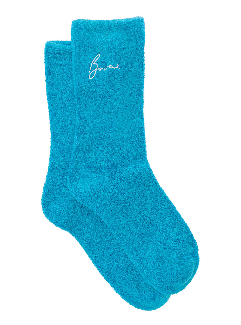 Light Blue Socks With Contrating Logo Embroidery Cotton Man Underwear