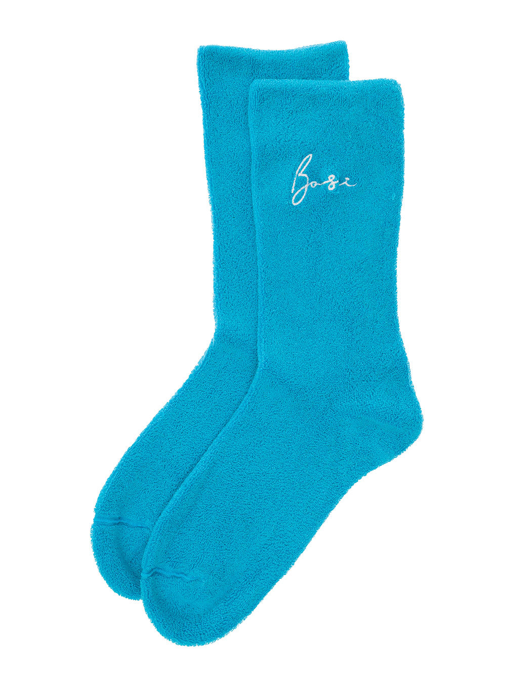 Light Blue Socks With Contrating Logo Embroidery Cotton Man Underwear