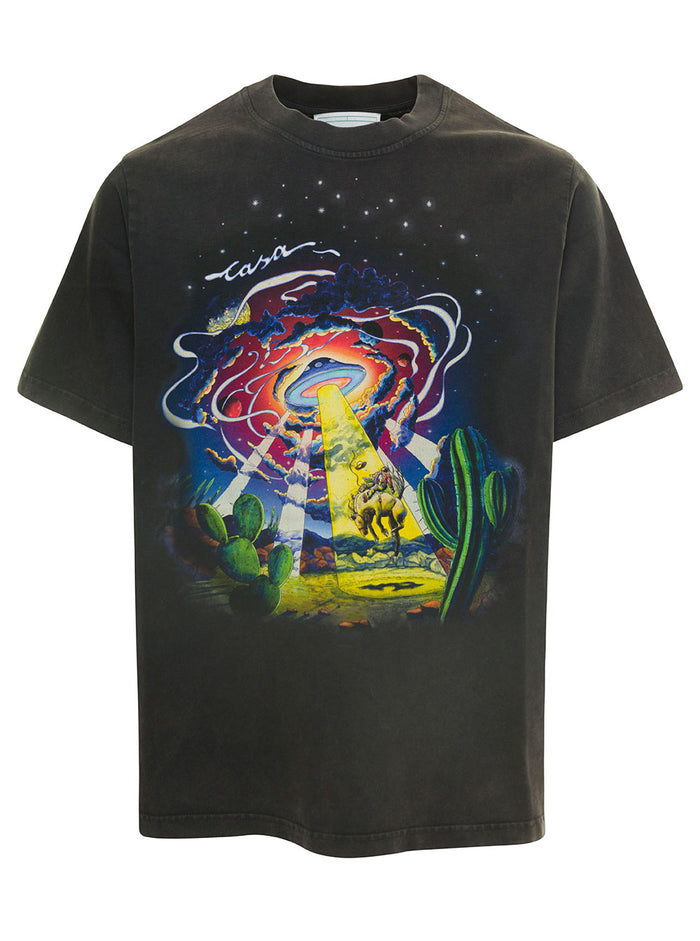 Cowboy De Lespace Printed T-Shirt Black Organic Cotton Tshirts And Polo Shirts