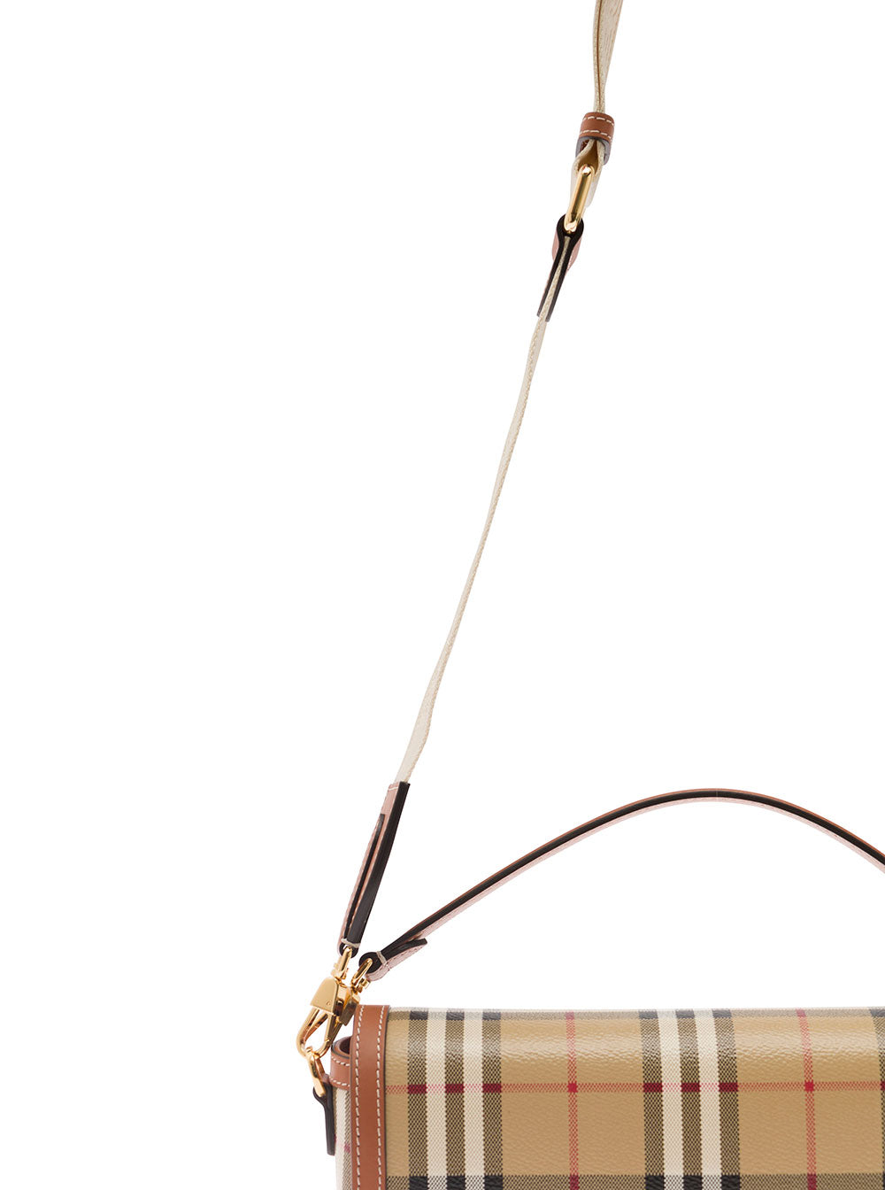 The Note Bag With All-Over Check Pattern Brown Leather Woman Beige Polyurethane Polyester Cotton Crossbody