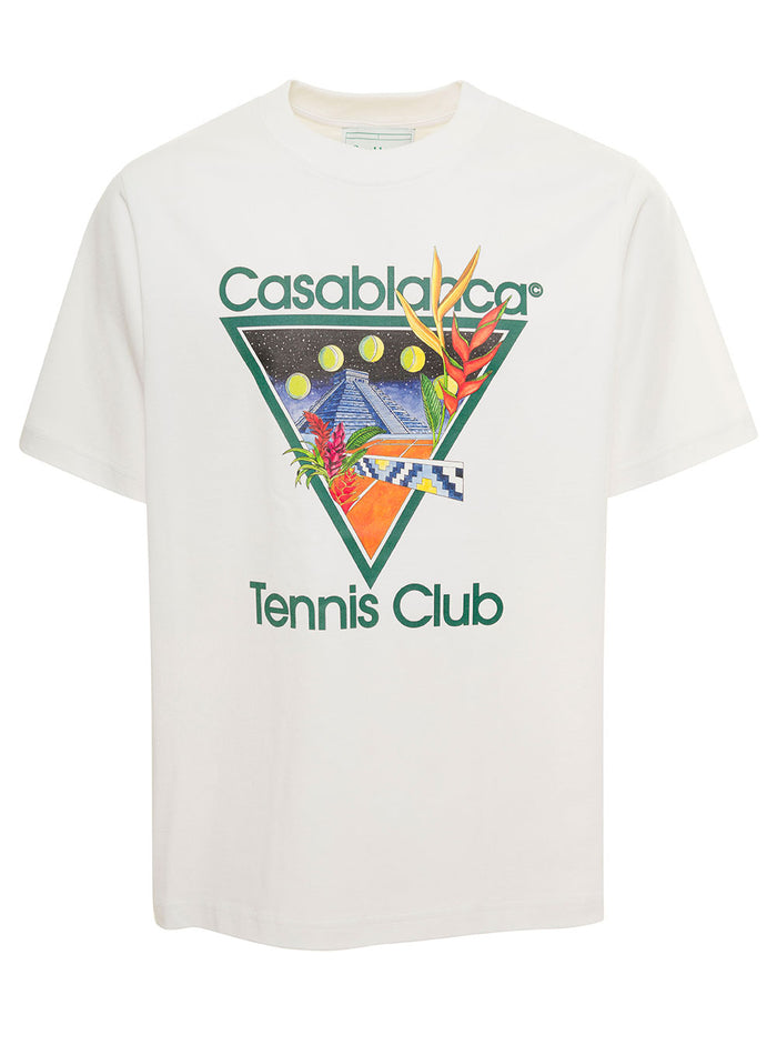 Tennis Club Icon Printed T-Shirt White Organic Cotton Tshirts And Polo Shirts