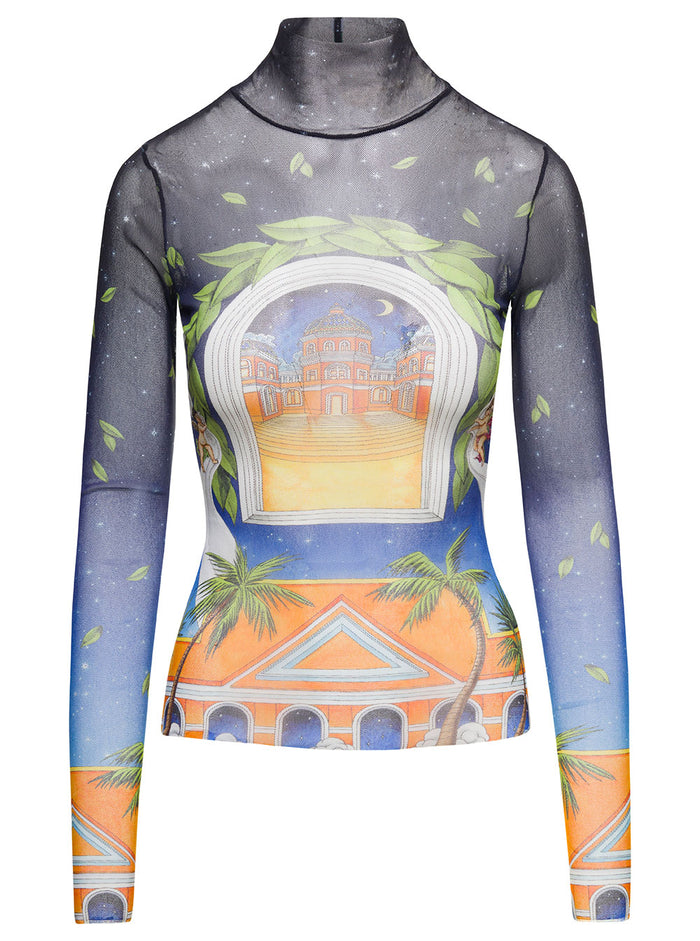 Printed Mesh Top Polyamide Jersey