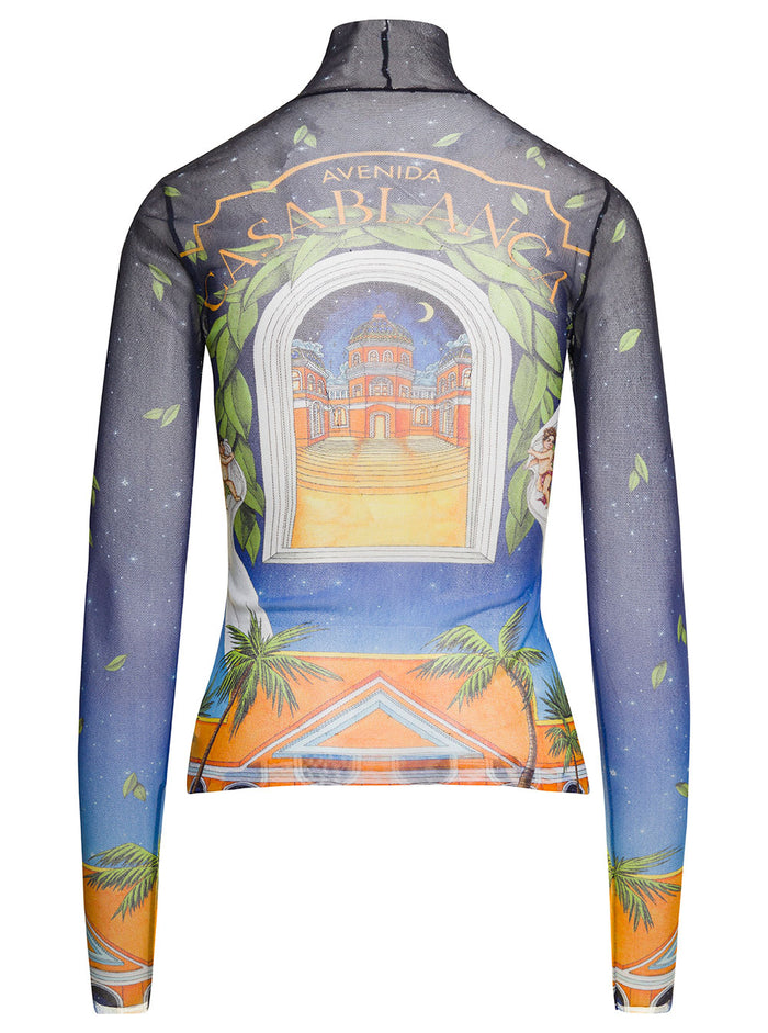Printed Mesh Top Polyamide Jersey