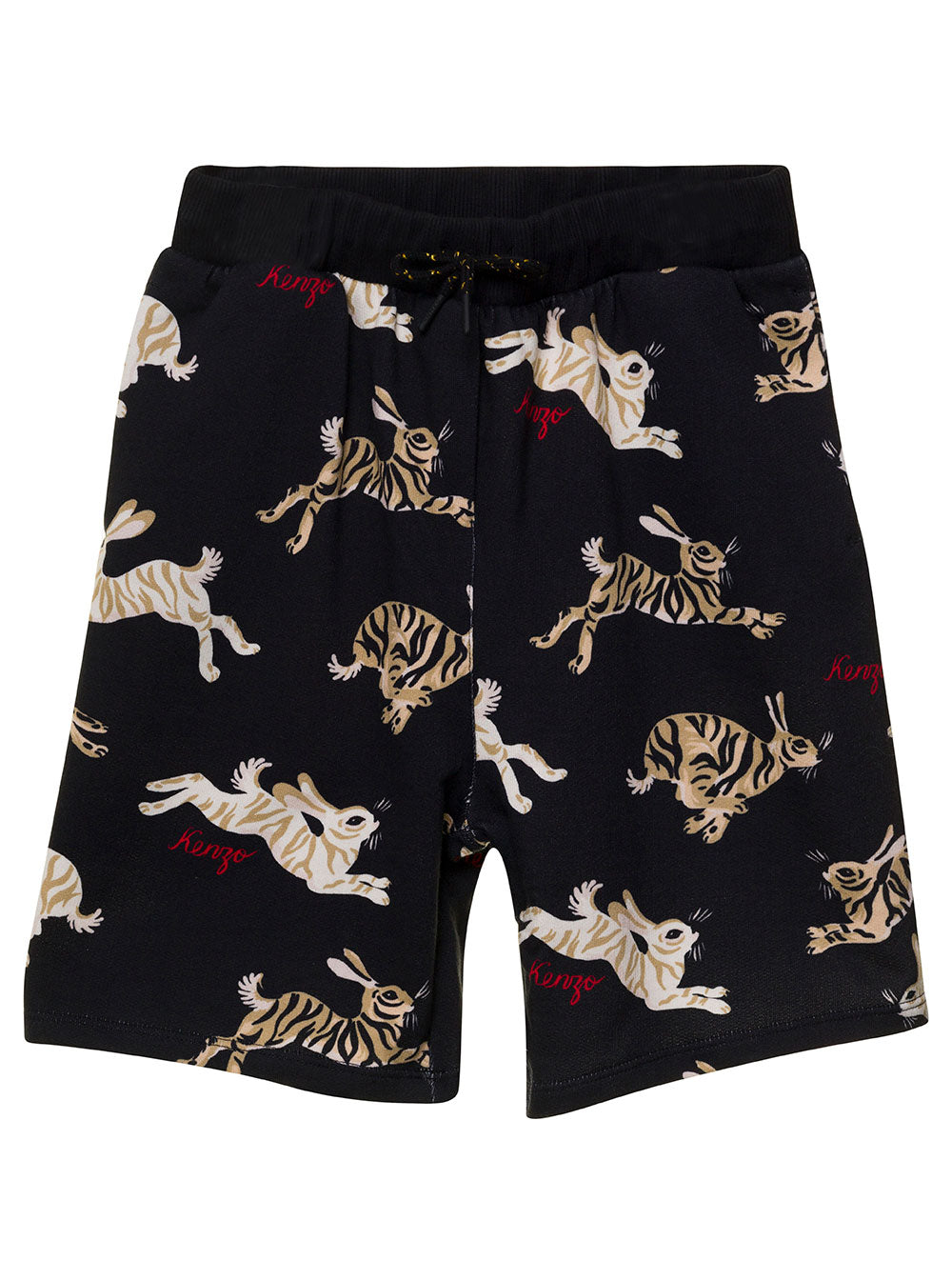 Black Swimsuit With Graphoc And Logo Print Cotton Boy Beachwear
