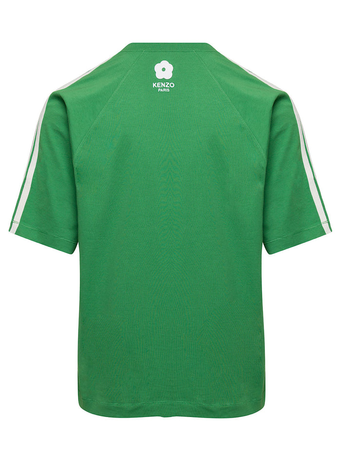 Green Crewneck T-Shirt With Elephant And Logo Print Cotton Man Tshirts Polo Shirts