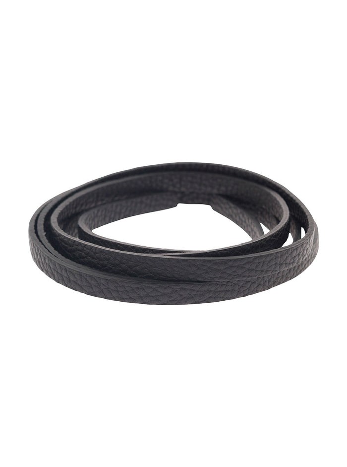Magnolia Black Slim Tie Belt Leather Woman Calf