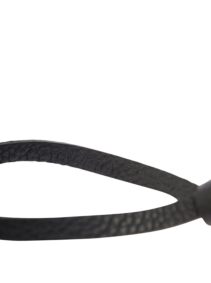 Magnolia Black Slim Tie Belt Leather Woman Calf