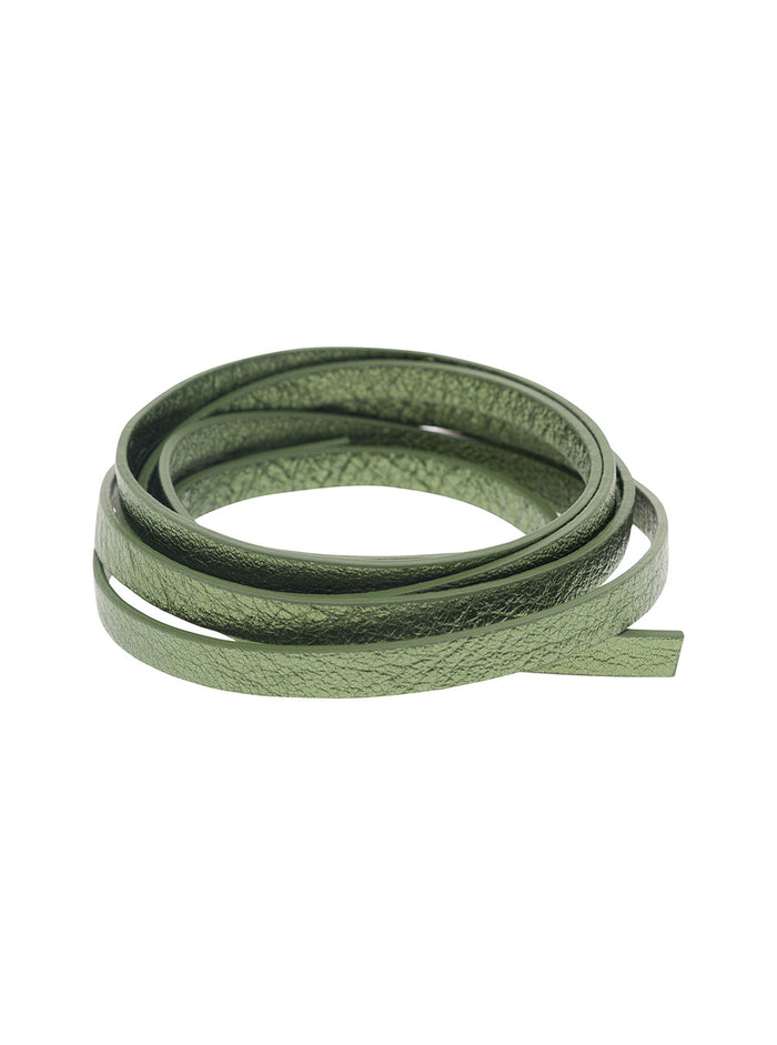 Magnolia Green Slim Tie Belt Leather Woman Calf