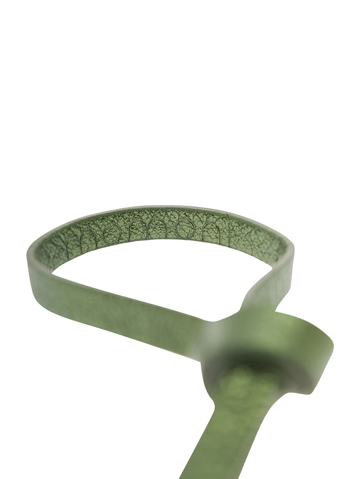 Magnolia Green Slim Tie Belt Leather Woman Calf