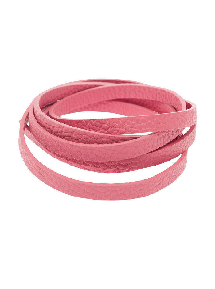 Magnolia Pink Slim Tie Belt Leather Woman Calf