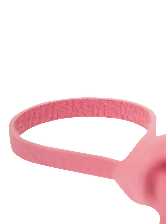 Magnolia Pink Slim Tie Belt Leather Woman Calf