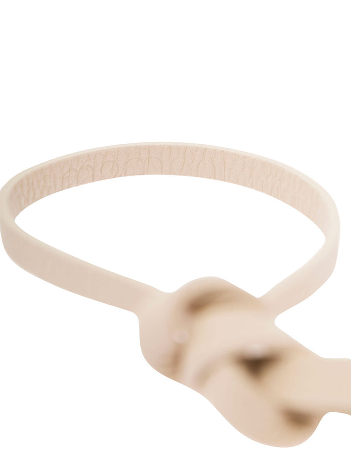 Magnolia Beige Slim Tie Belt Leather Woman Calf