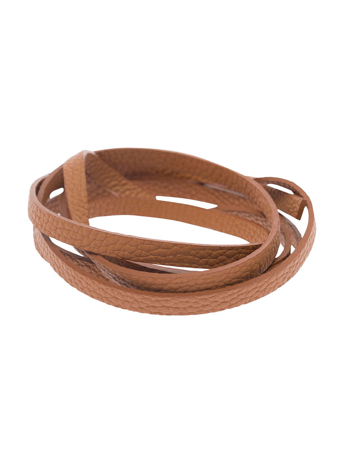 Magnolia Brown Slim Tie Belt Leather Woman Calf