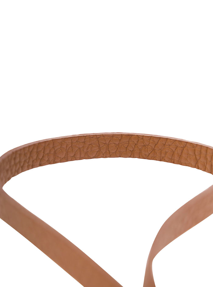 Magnolia Brown Slim Tie Belt Leather Woman Calf