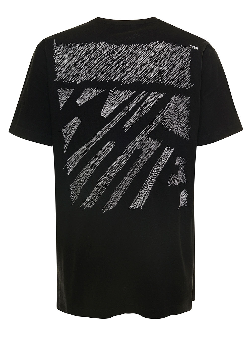 Black Slim T-.shirt With Scribble Diag Print At The Back Cotton Man Tshirts And Polo Shirts
