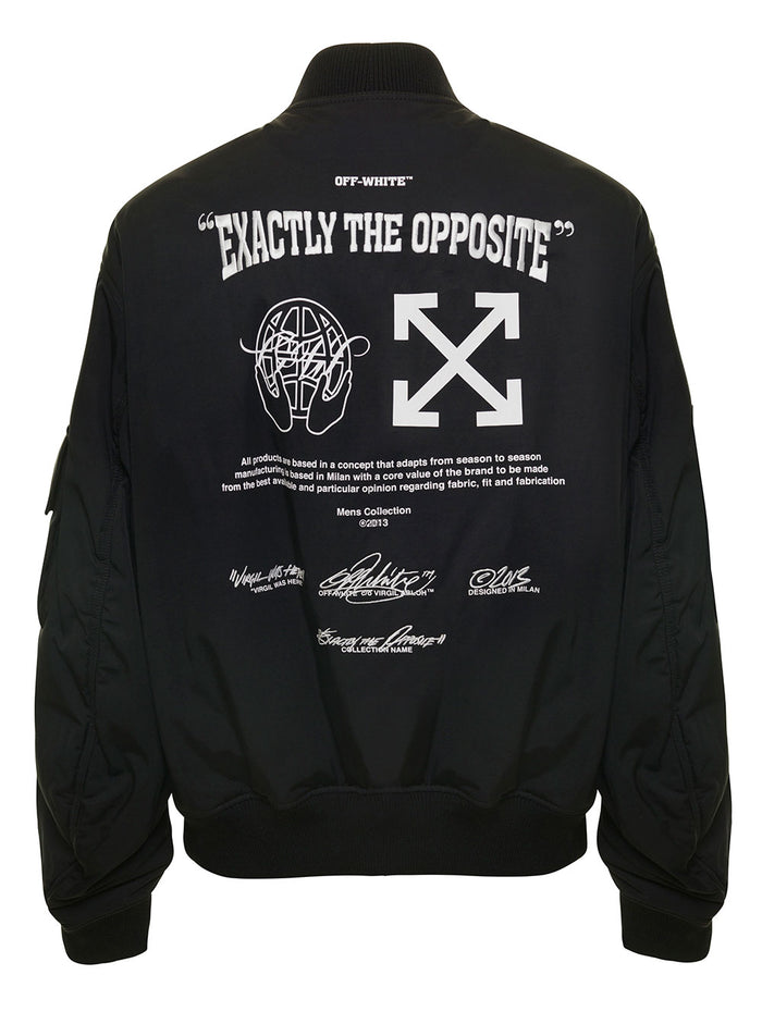 Exactly The Opposite Black Bomber Jacket Nylon Man Poliammide