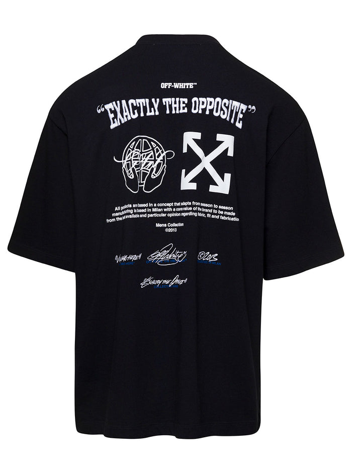 T-Shirt With Embroidered Logo And Print Black Cotton Man Tshirts Polo Shirts