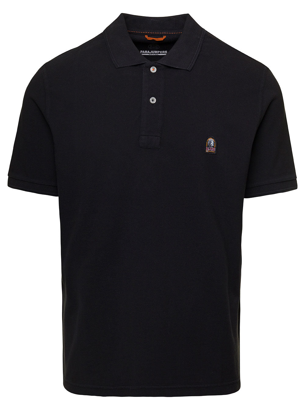 Polo T-Shirt With Logo Patch On The Chest Black Cotton Man Tshirts And Shirts