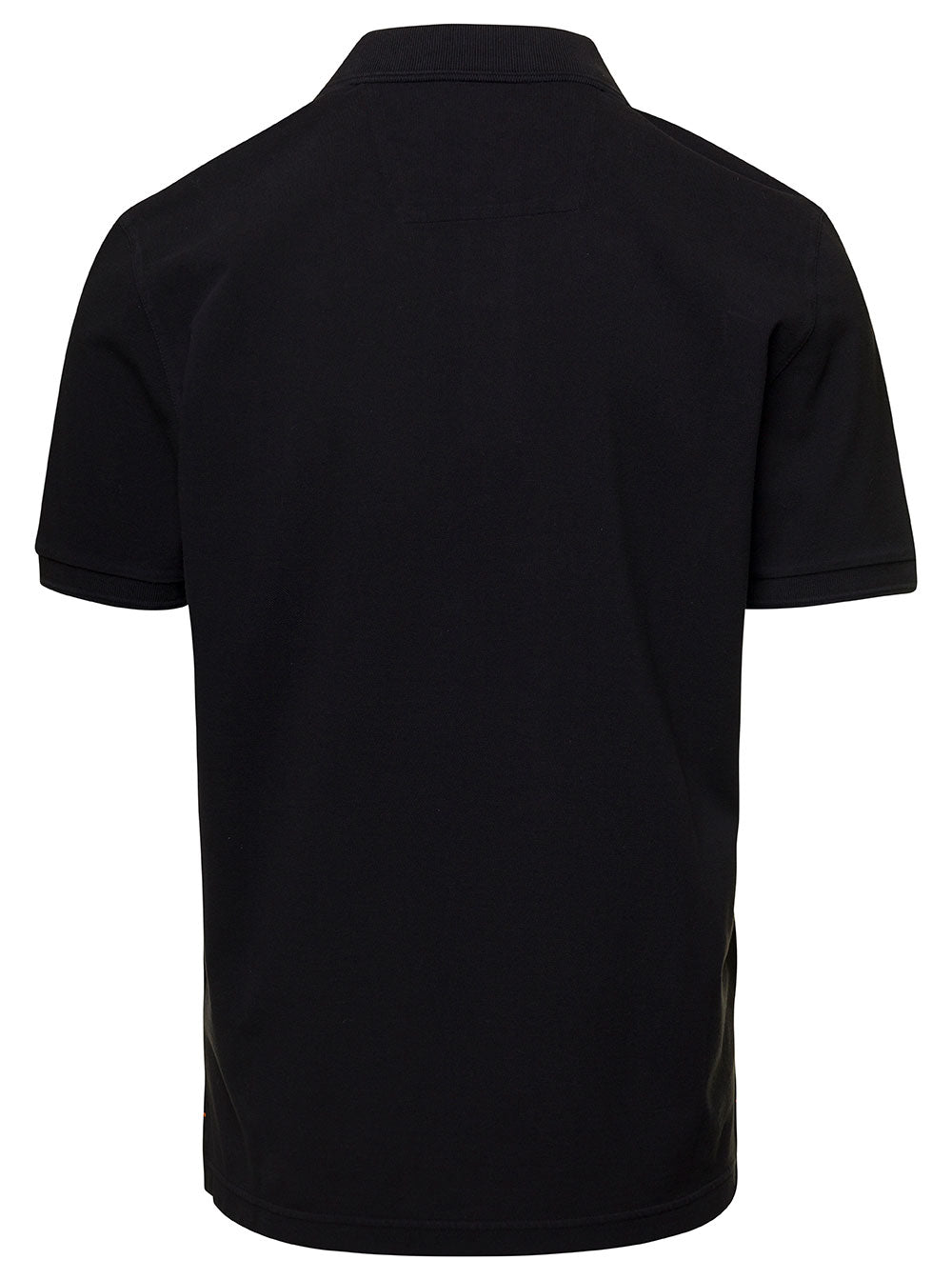 Polo T-Shirt With Logo Patch On The Chest Black Cotton Man Tshirts And Shirts