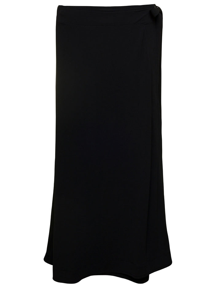 Wrap Maxi Skirt Black Viscose Woman