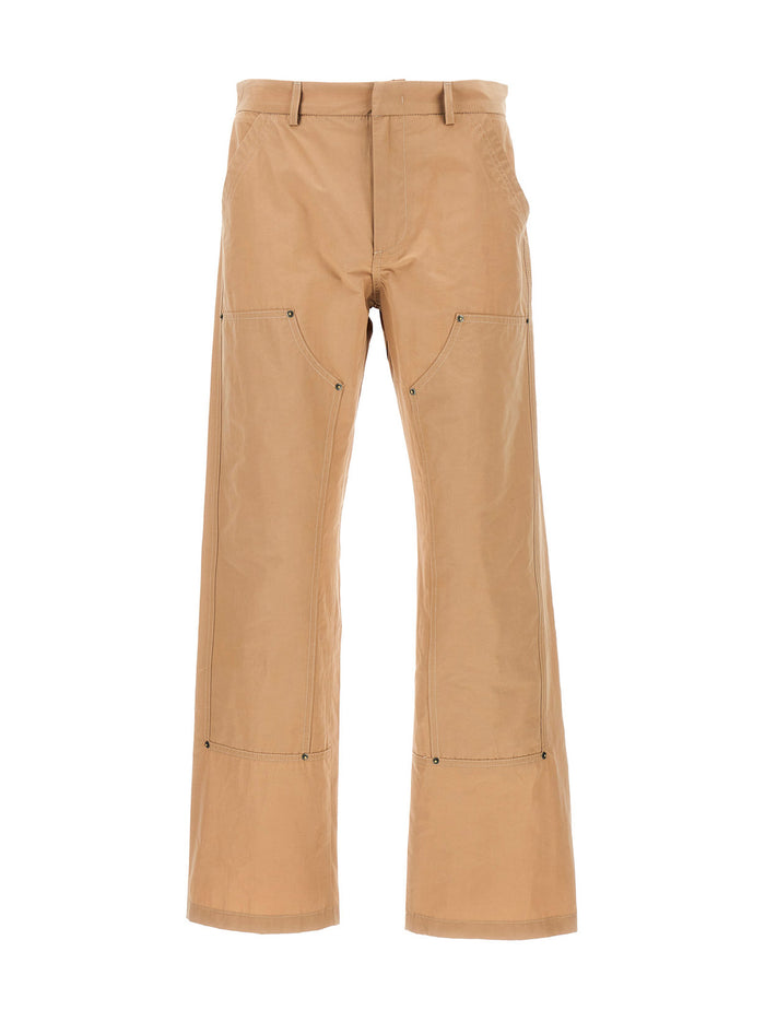 Nylon Blend Pants Beige Polyester Cotton
