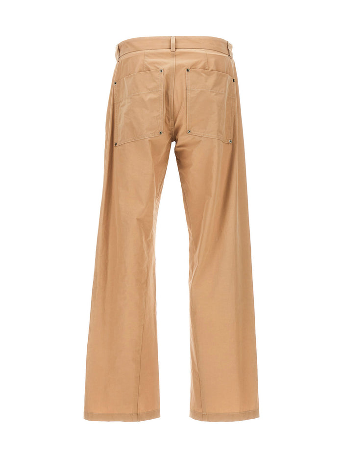 Nylon Blend Pants Beige Polyester Cotton