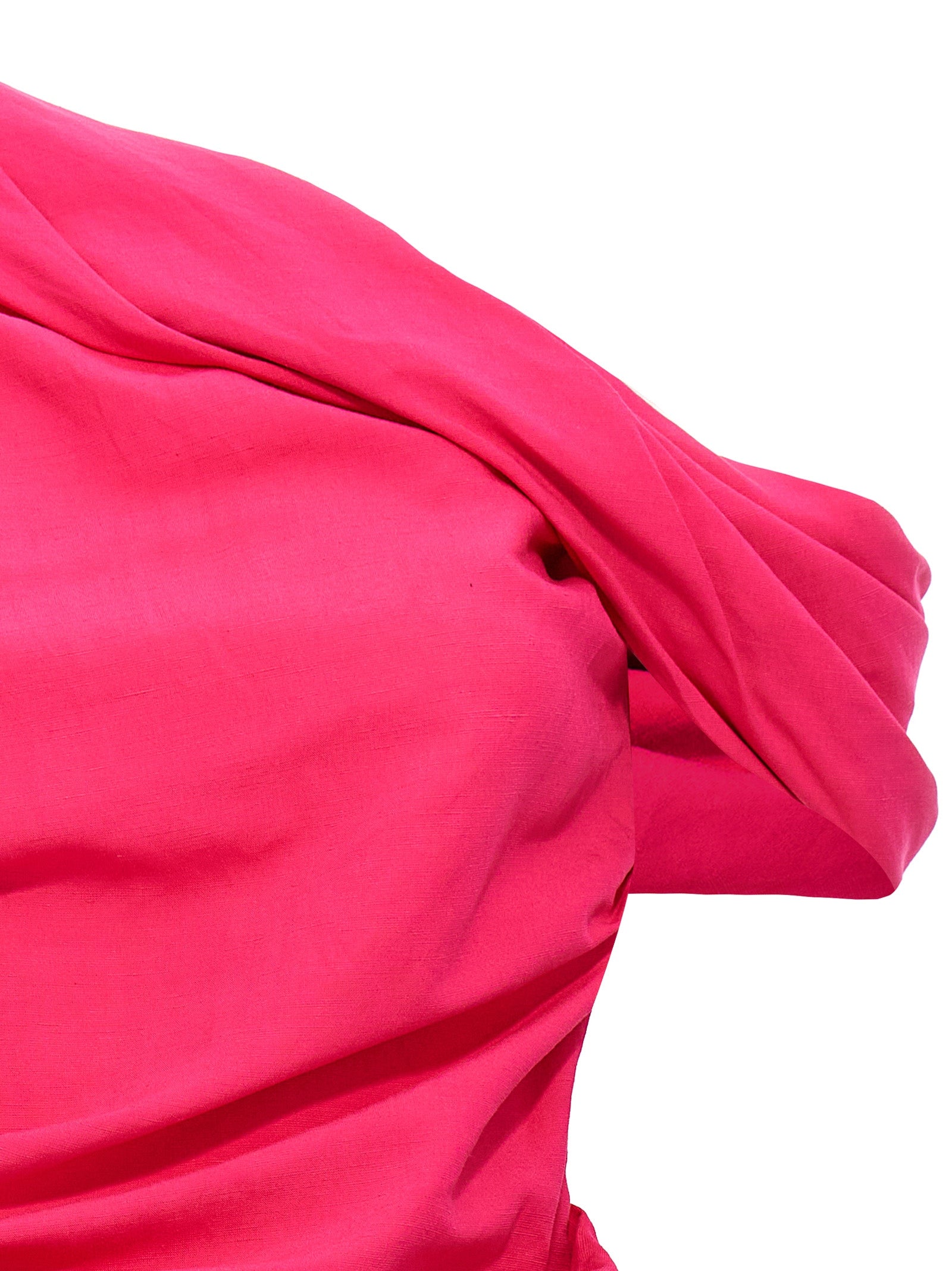 Draping neckline dress Fuchsia Viscose Linen