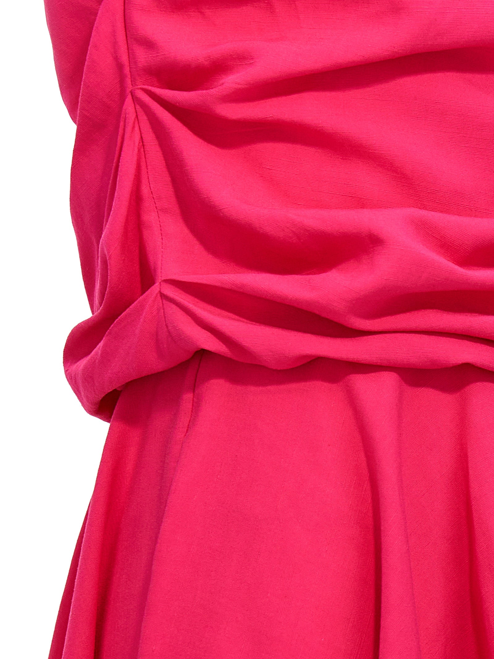 Draping neckline dress Fuchsia Viscose Linen