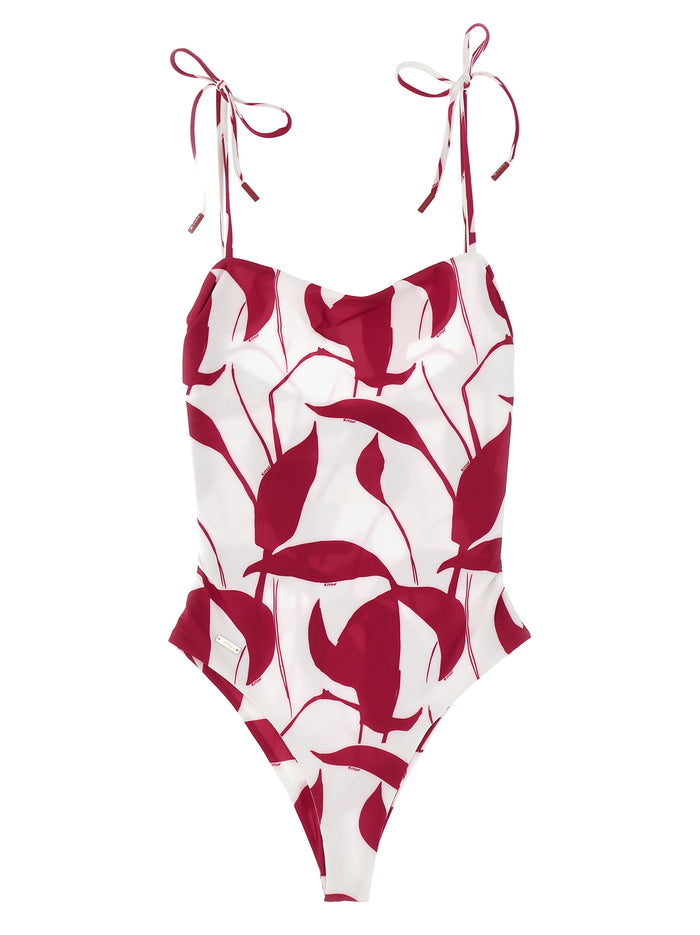 Printed One-Piece Swimsuit Polyester Elastane Beachwear