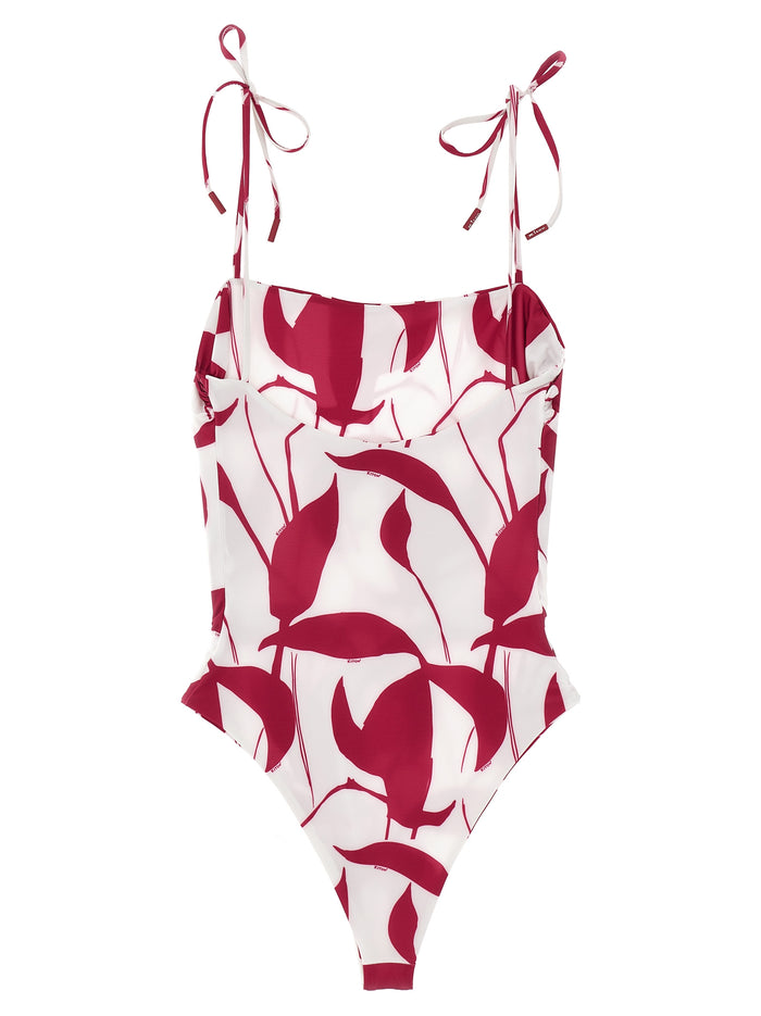 Printed One-Piece Swimsuit Polyester Elastane Beachwear
