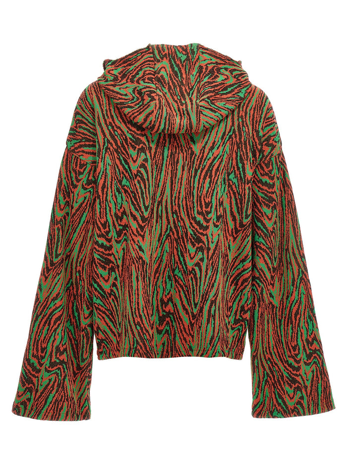 Flow Jacquard Hooded Sweater Cotton Nylon Polyamide Sweater, Cardigans