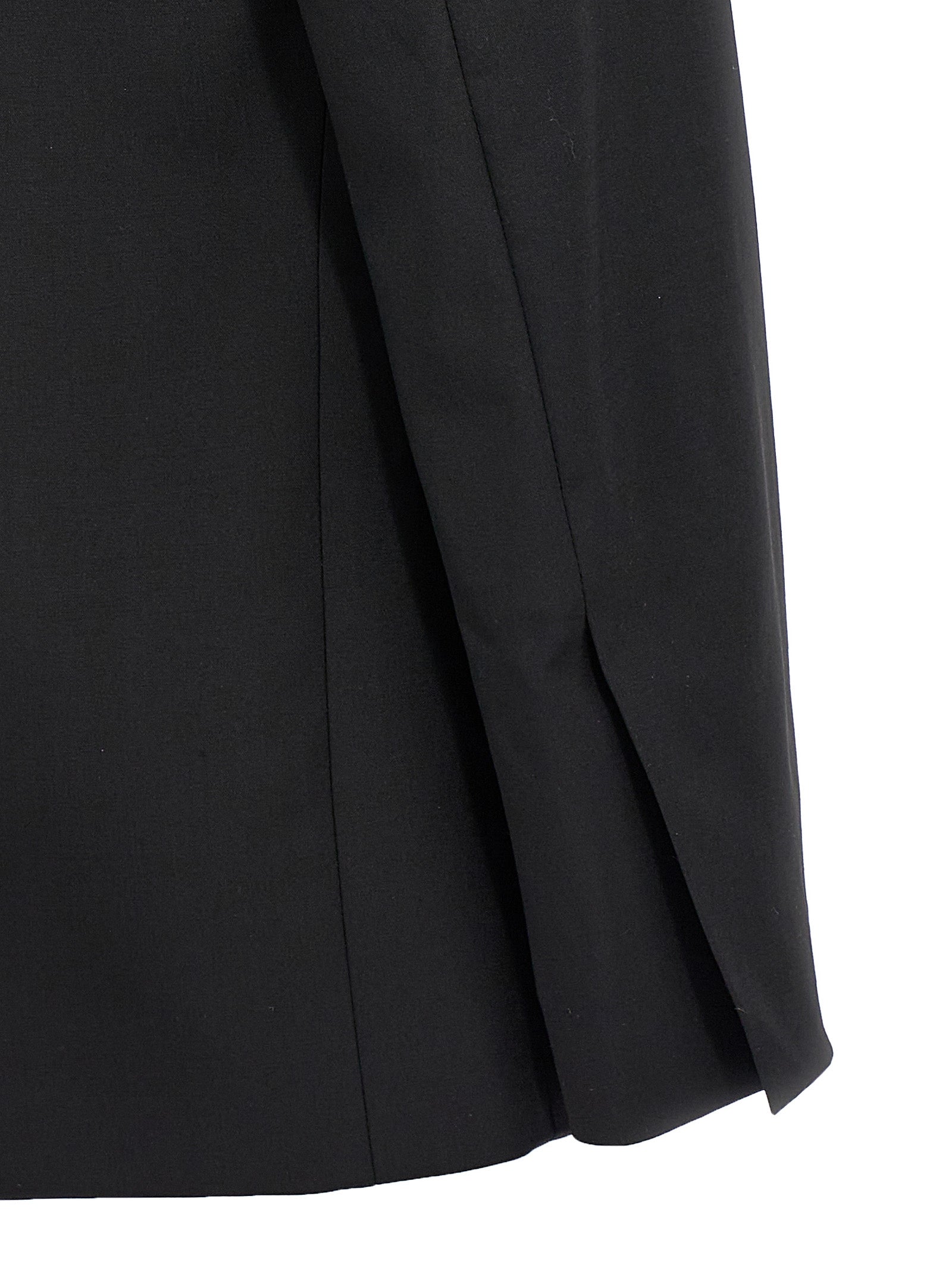 Double breast drawstring blazer jacket Black Virgin Wool Elastane Blazer, Suits