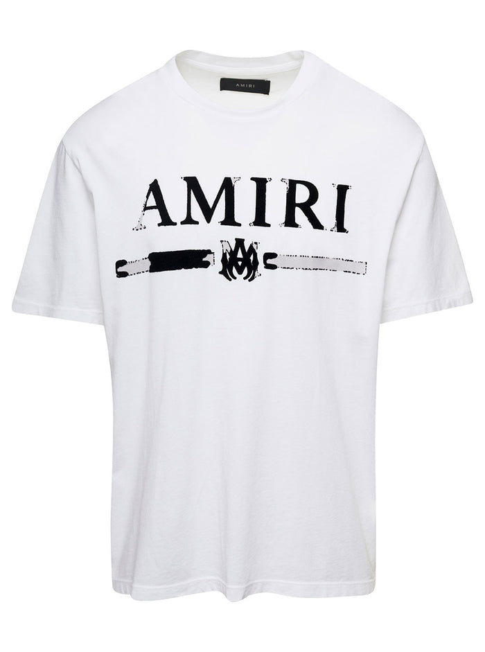 Puff White Crewneck T-Shirt With Logo Cotton Man Tshirts And Polo Shirts