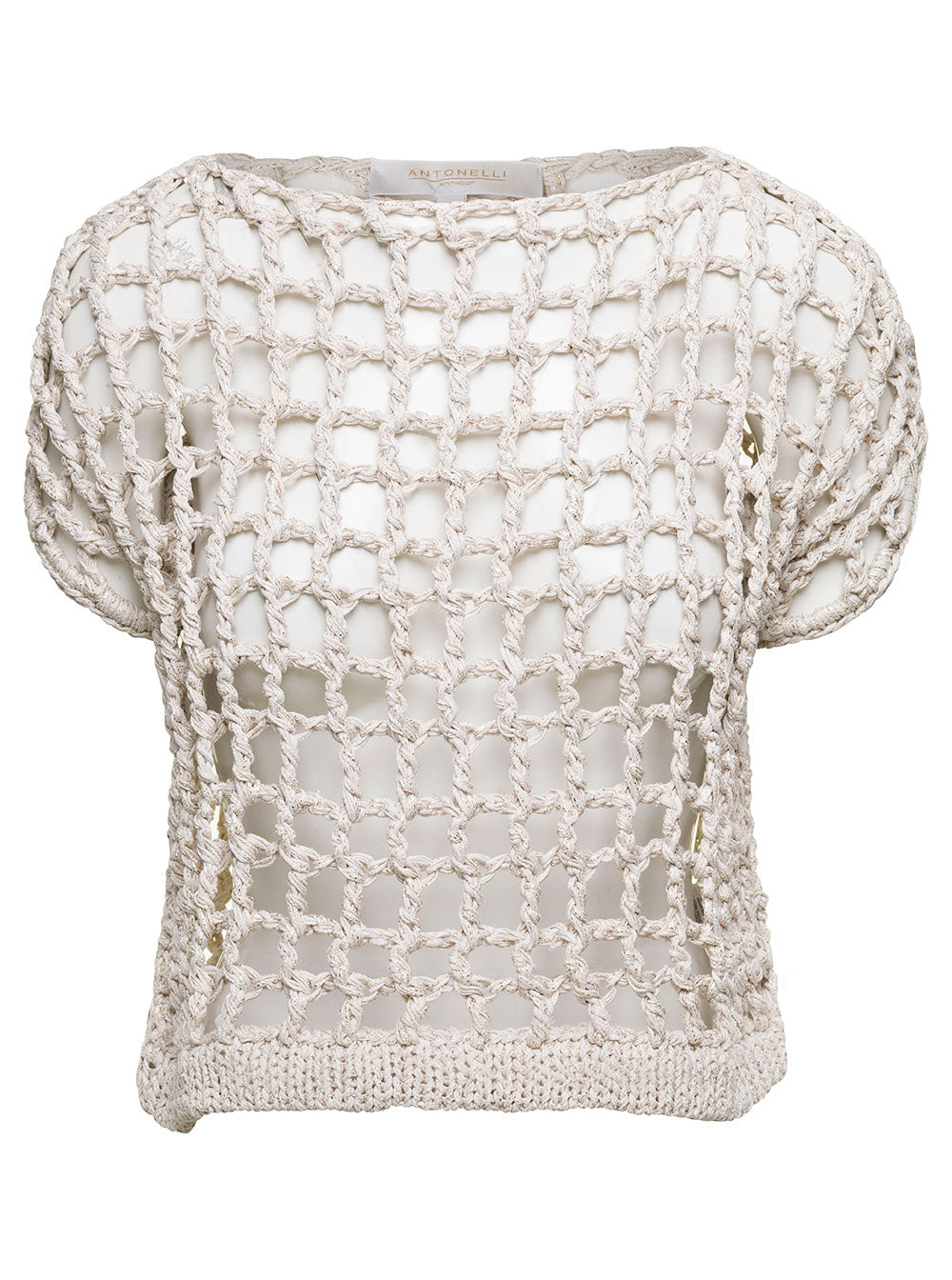 Arendt Off-White Short Sleeved Knit Top Viscose Blend Woman Polyester Polyamide Tshirts And Polo Shirts