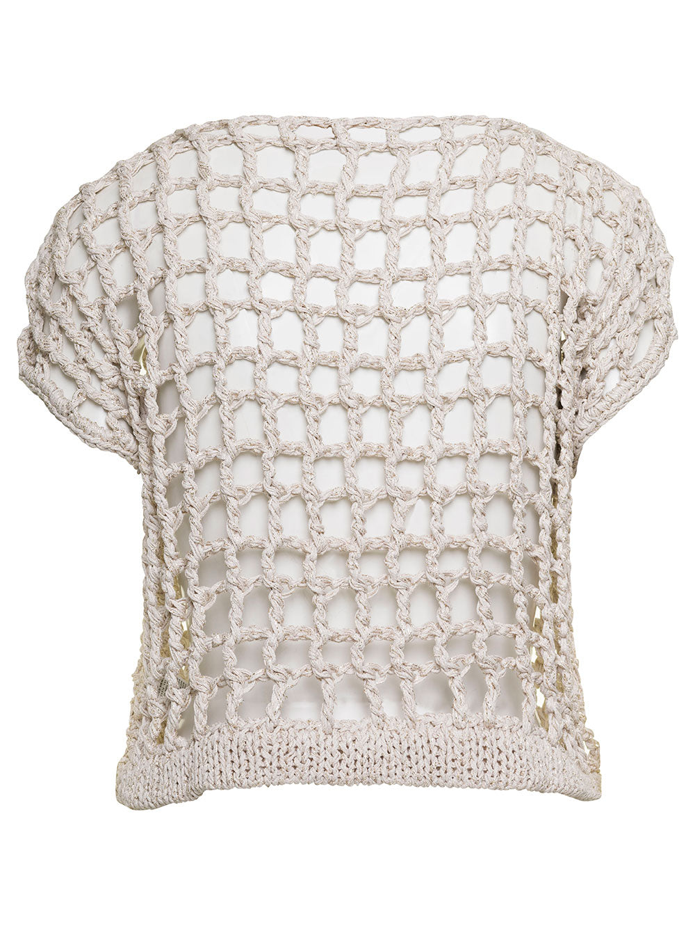 Arendt Off-White Short Sleeved Knit Top Viscose Blend Woman Polyester Polyamide Tshirts And Polo Shirts