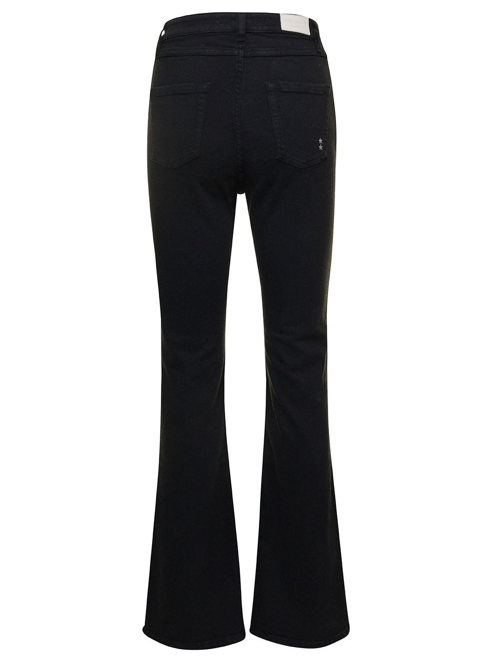 Natie Black Flared Jeans With Embroidered Detail Cotton Blend Denim Woman Polyester Elastane
