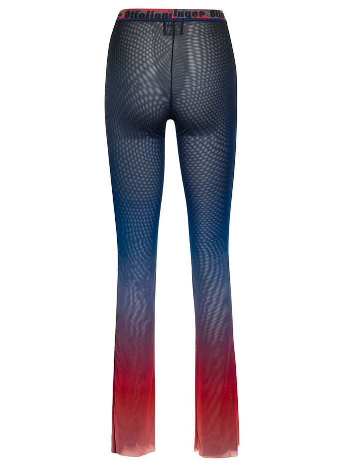 Multicolor Pants With Faded Effect Mesh Woman Recycled Polyester Elastane Trousers