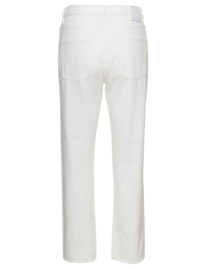 Straight Jeans White Cotton Woman Organic