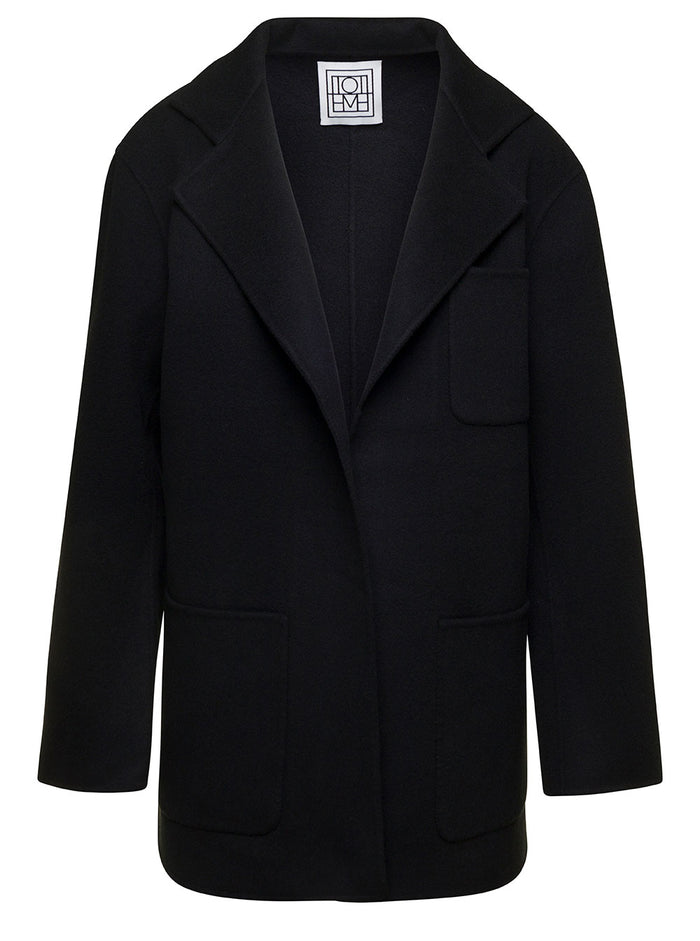 Black Blazer With Patch Pockets Wool Woman Rws