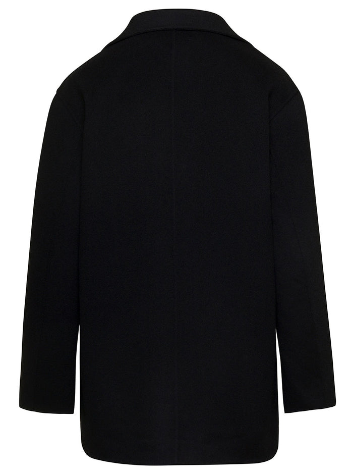 Black Blazer With Patch Pockets Wool Woman Rws