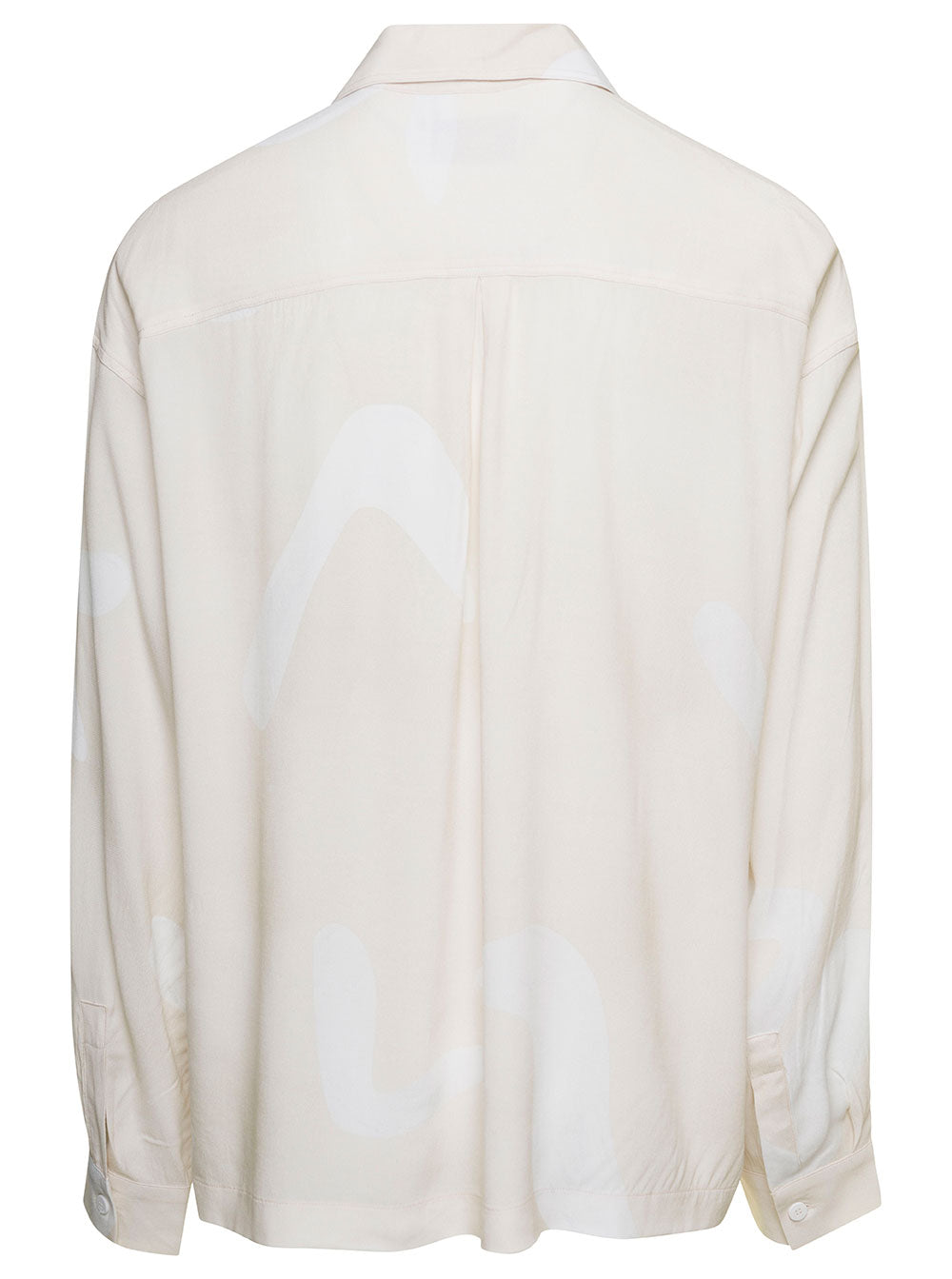 Beige Long Sleeved Shirt With All-Over Graphic Print Viscose Man And Blouses