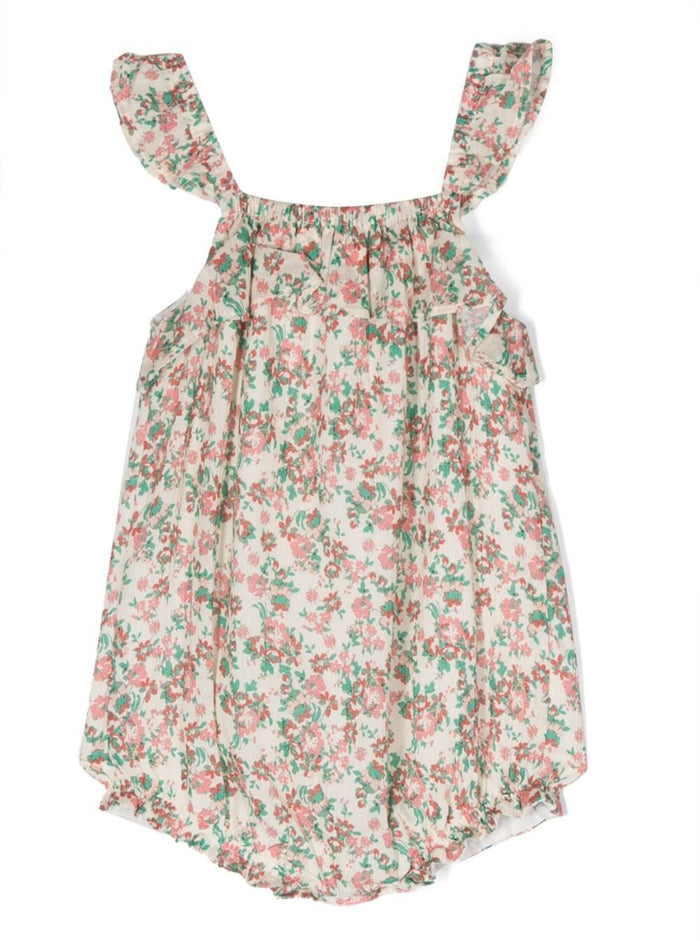 Multicolor Onesie With All-Over Floreal Print Cotton Baby Jumpsuits