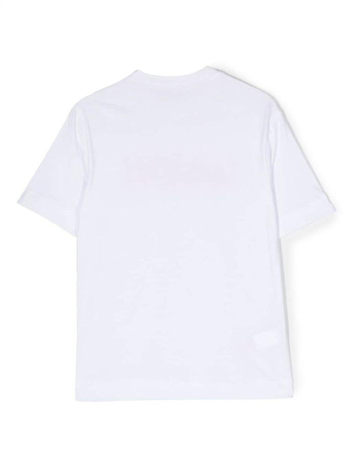 White T-Shirt With Logo Print Cotton Girl Jersey