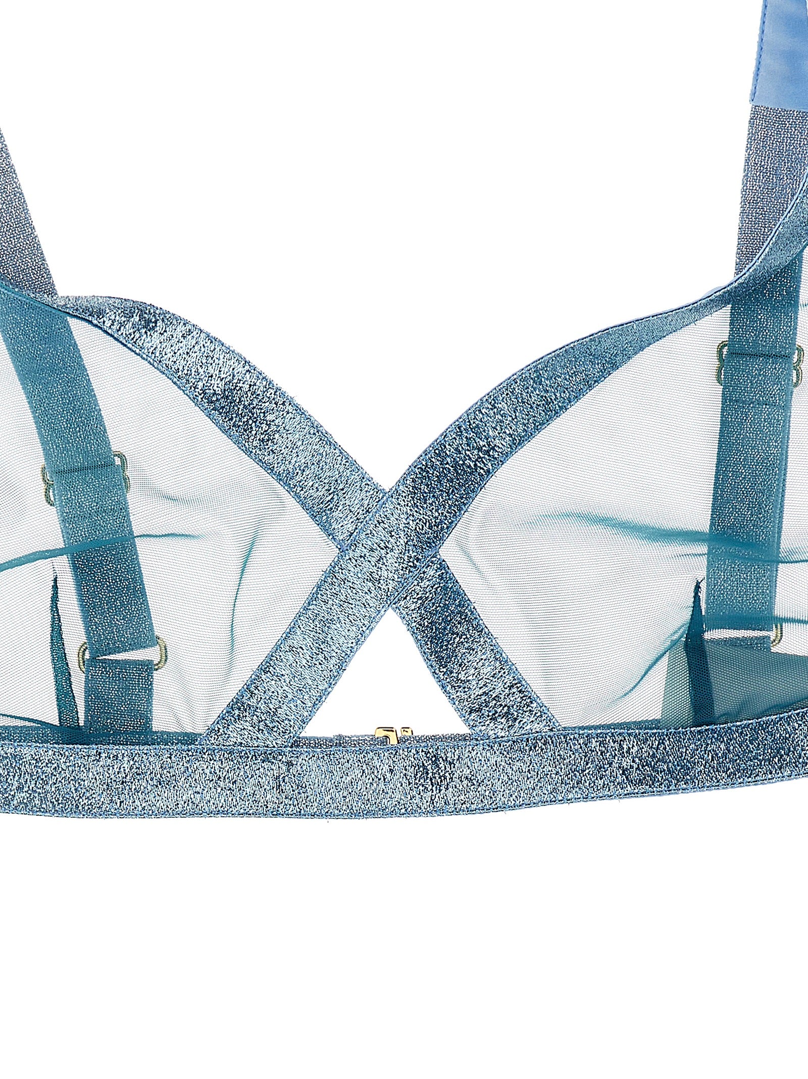 Iridescent sable tulle top Light Blue Polyamide Intimo