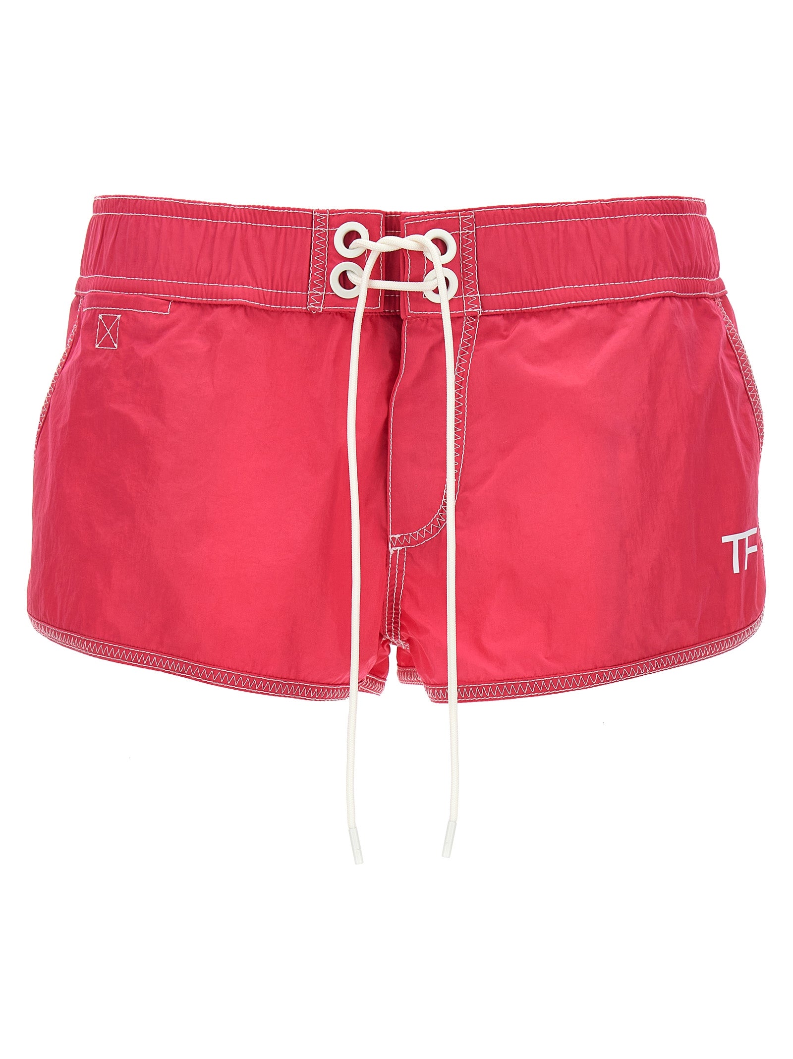 Logo Nylon Shorts Fuchsia Polyamide Bermuda