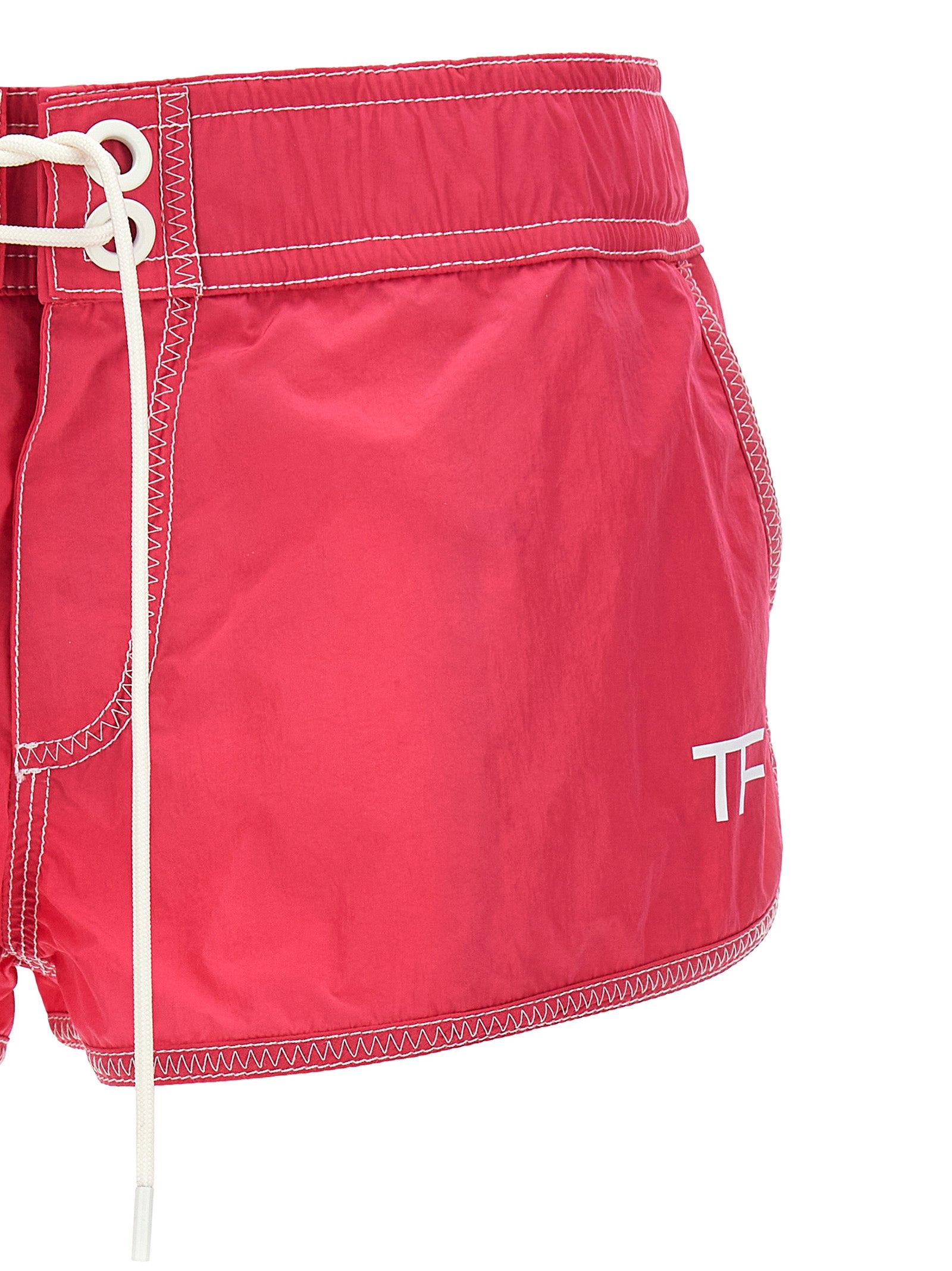 Logo Nylon Shorts Fuchsia Polyamide Bermuda