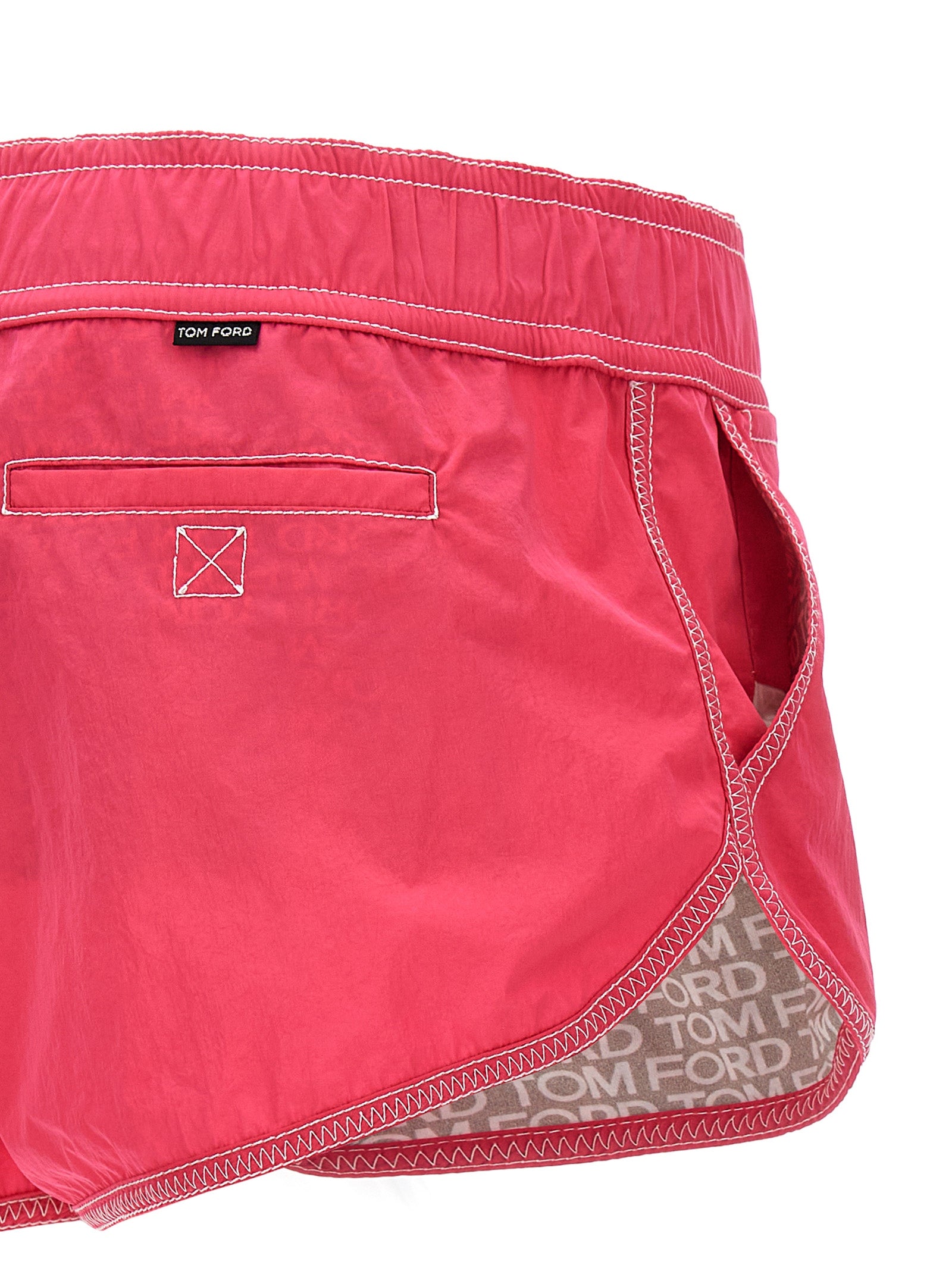 Logo Nylon Shorts Fuchsia Polyamide Bermuda