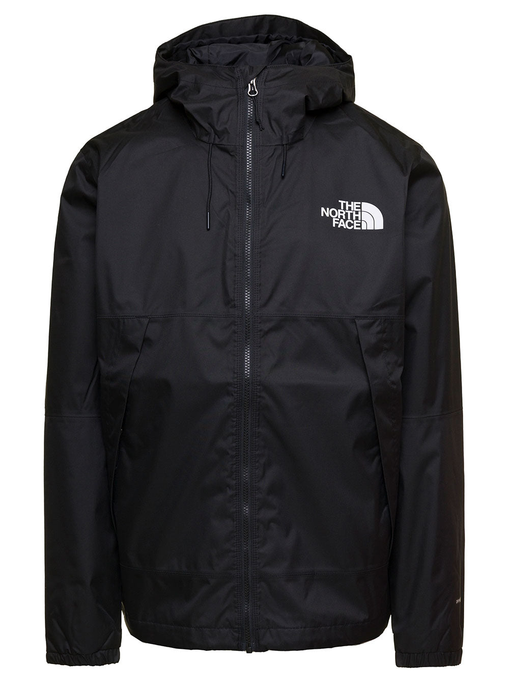 Mountain Q Black Hooded Jacket With Contrasting Logo Print Nylon Man Polyester Down