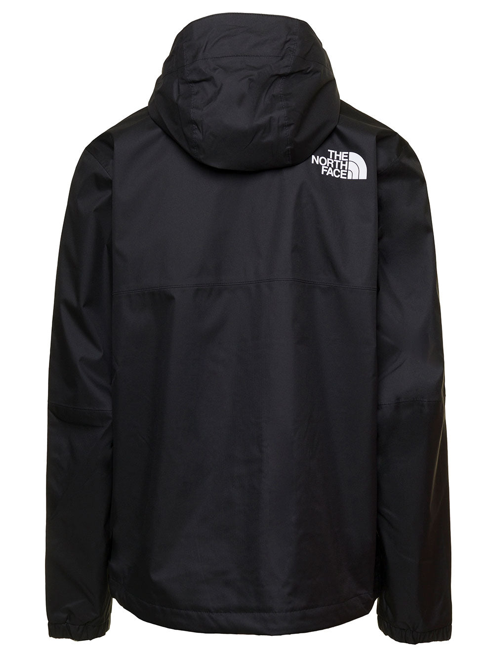 Mountain Q Black Hooded Jacket With Contrasting Logo Print Nylon Man Polyester Down