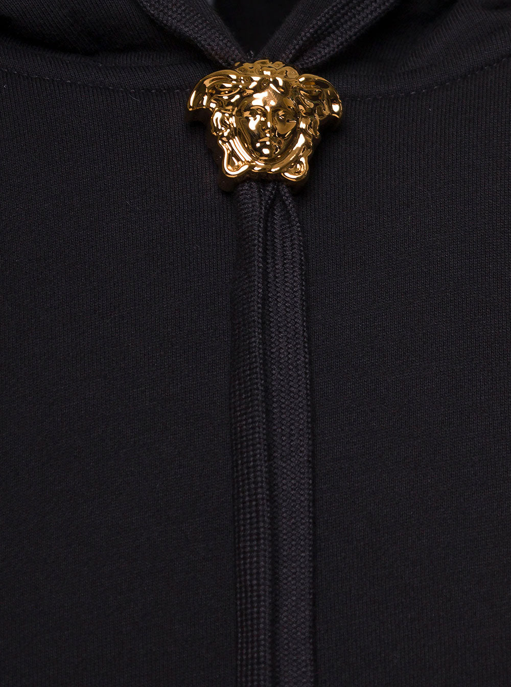 Black Hoodie With Medua Drawstring Cotton Man Sweatshirts
